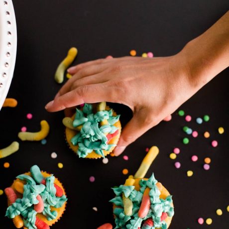 Kids Gummy Worm Cupcakes