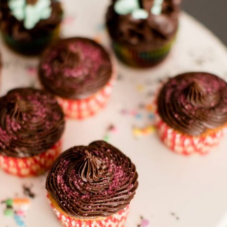 Chocolate Cupcake with Raspberry Filling and Chocolate Frosting